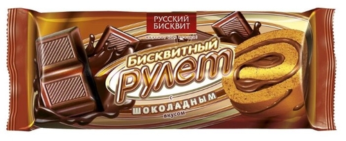 Рулет Русский бисквит бисквитный с шоколадным вкусом 175 г Продтовары 