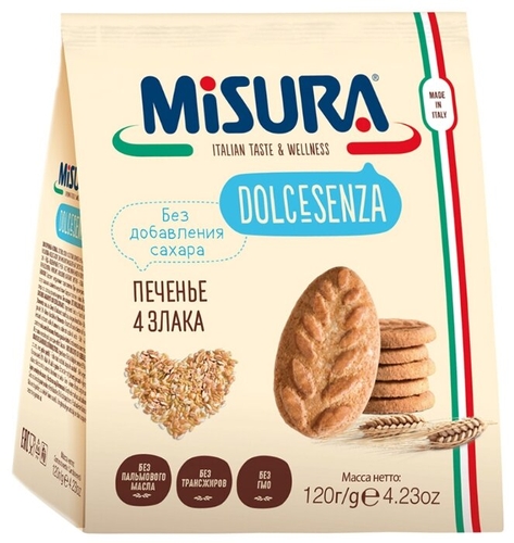 Печенье Misura Dolcesenza 4 злака, Продтовары 