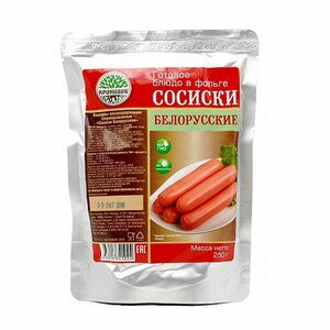 Готовое блюдо «Сосиски белорусские» 250 г. (5 шт.) (Кронидов), Простор 