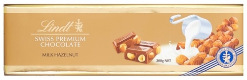 Шоколад Lindt Swiss Premium молочный с цельным фундуком, 31% какао