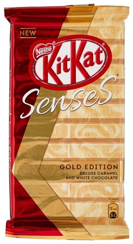 Шоколад KitKat Senses Gold Edition Deluxe Caramel and White Chocolate белый и молочный с вафлей