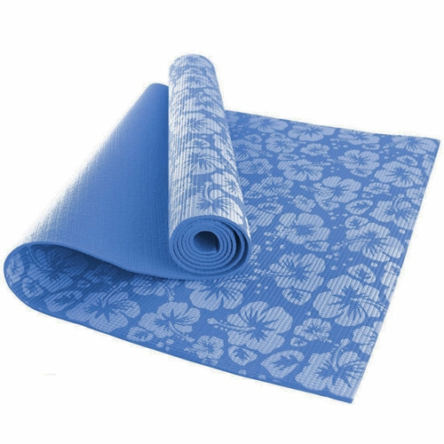 Коврик для йоги ПВХ синие цветы,173х61х0,5 см Спортмастер 