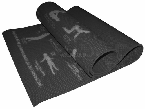 Коврик для йоги и фитнеса, черный 172x61x0,6 см