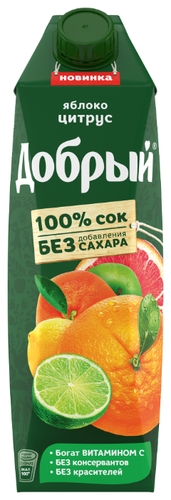 Сок Добрый Яблоко-Цитрус, без сахара Светофор Молодечно