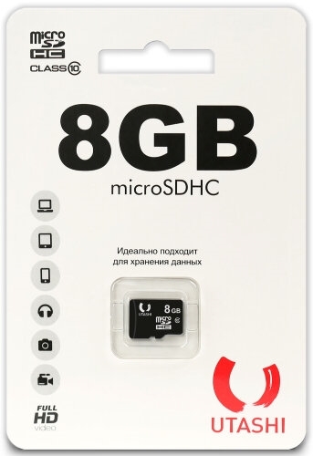 Карта памяти Utashi microSDHC 8GB Сlacc 10 (UT8GBSDCL10-00) Связной 