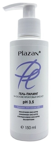 Plazan гель-пилинг для лица на основе фруктовых кислот ph 3,5 Комплекс AHA кислот 10% Тианде 