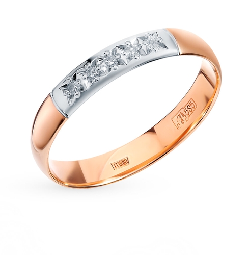 Золотое обручальное кольцо с бриллиантами Царское золото Солигорск