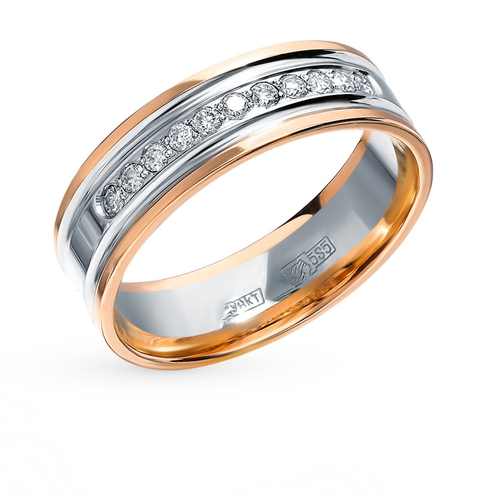 Золотое обручальное кольцо с бриллиантами Царское золото 