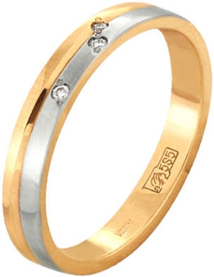 Золотое обручальное кольцо Русское Золото 05011774-1 с фианитами, размер 16 мм Царское золото 