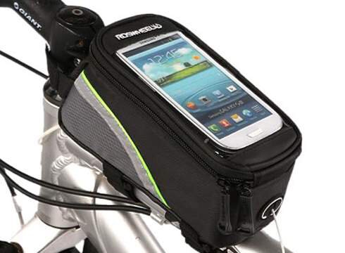 Велосипедная сумка Roswheel на раму размер S (7.5х8.5х16 см, чёрный/зелёный) Твой велик 