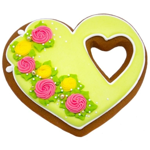 Пряник имбирно-медовый Сердце с розами Веста 