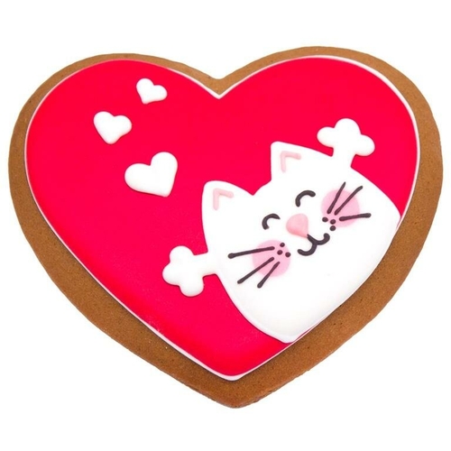 Пряник имбирно-медовый Сердце с котиком Веста 
