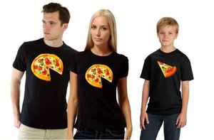 Футболки для семьи Пицца и кусочек пиццы Виталюр 