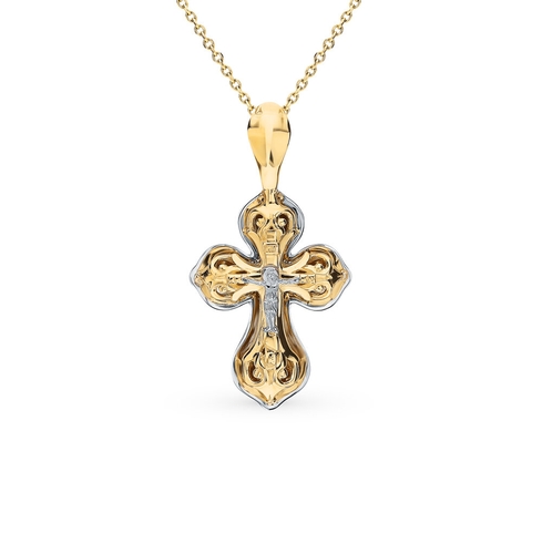 Золотая подвеска-крест AQUAMARINE «Кресты. Православные Золотая Мечта Речица