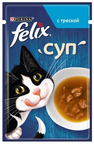 Корм для кошек Felix Суп с треской 48 г Zoobazar 