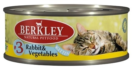 Корм для кошек Berkley (0.1 кг) 1 шт. Паштет для котят #3 Кролик с овощами