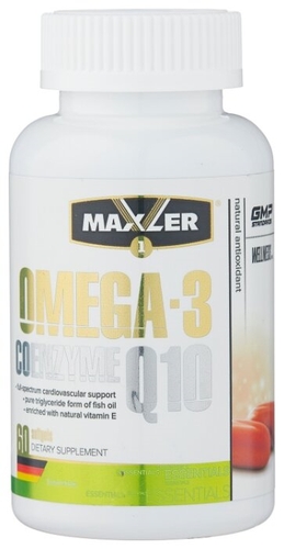 Омега жирные кислоты Maxler Omega-3 Coenzyme Q10 (60 капсул) Zoobazar 