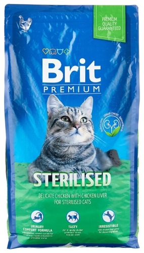 Корм для стерилизованных кошек Brit Premium с курицей 8 кг Zoobazar 
