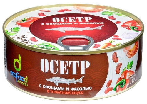 Ecofood Осетр с овощами и фасолью в томатном соусе, 240 г Зоотовары 